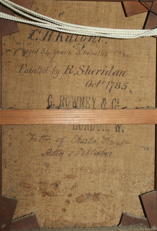R* Sheridan (1764-1790) Portrait of C H Knight aged 34 years, October 1785, 17 x 13.5in.